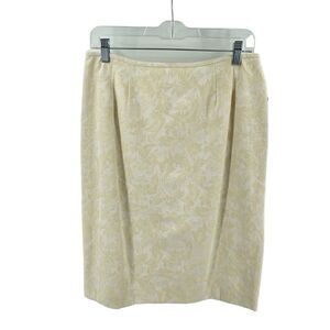 Le Suit damask ivory knee length skirt professional career NEW NWT 10